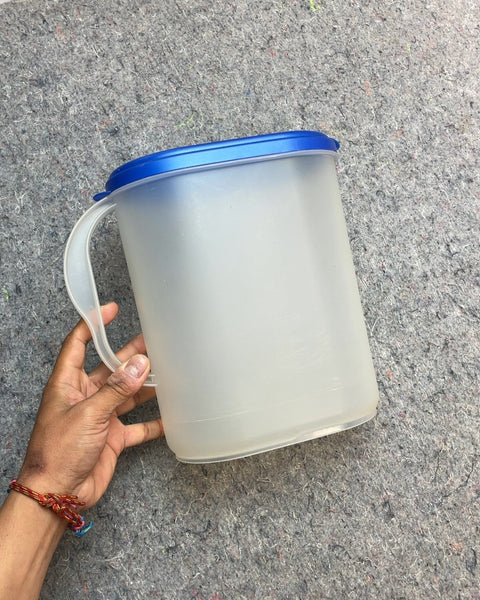 Plastic Pitcher with Blue Lid