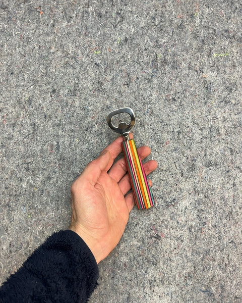 Bottle Opener with Funky Striped Wooden Handle