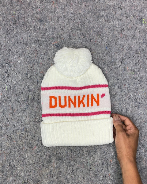 Dunkin' White Knit Pom Beanie