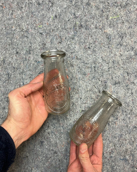 Vintage Glass Creamer Bottles, Set of 2