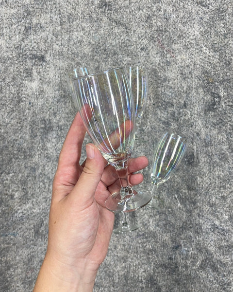 Iridescent Fluted Champagne Flutes, Set of 5