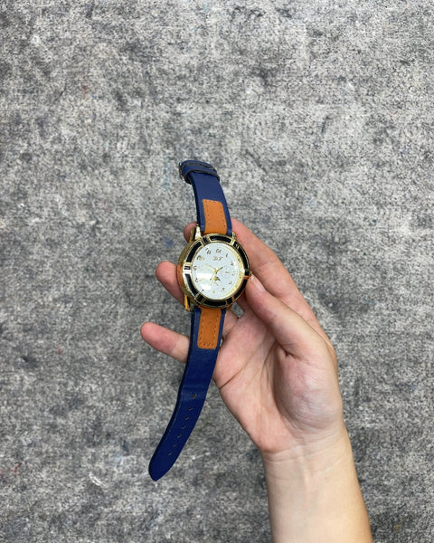 DF Gold Tone Quartz Wristwatch with Blue Strap