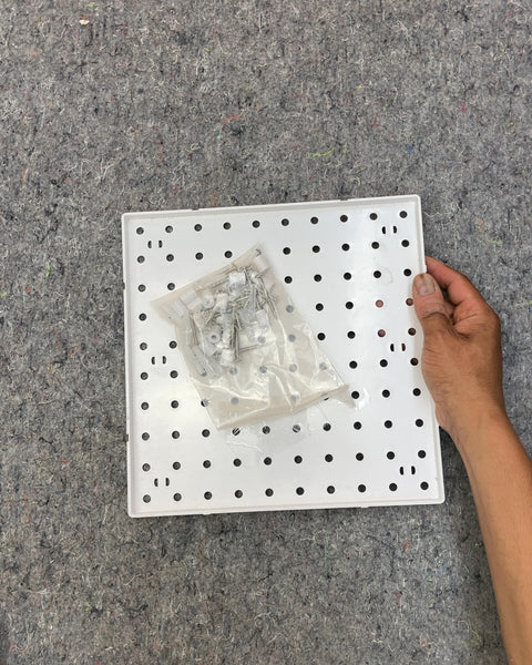 4 White Pegboard Panels, 1x10" with Metal Hooks & Hardware