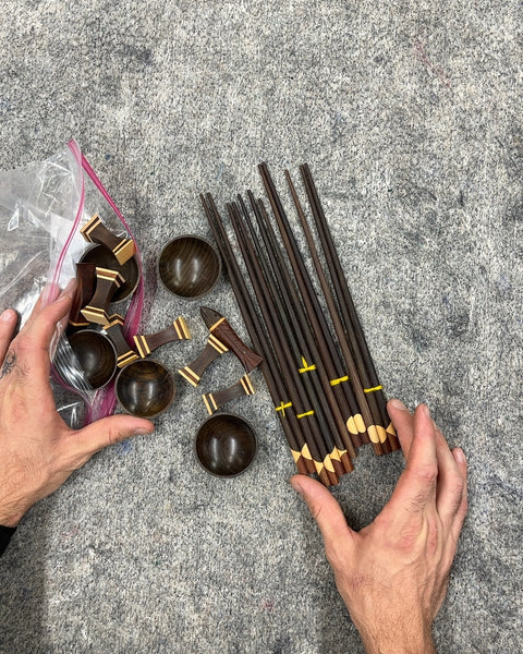 Pretty Wooden Chopsticks and Rests Set