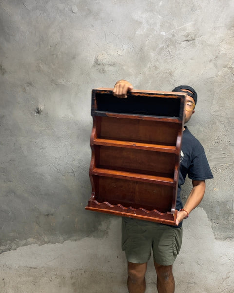 Wooden Wall Shelf with Scalloped Edge, 19x6x27"