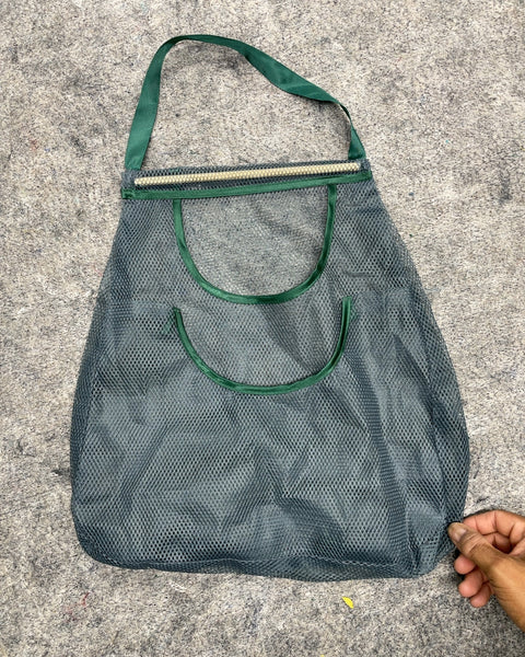 Mesh Hanging Tote Bag with Green Trim