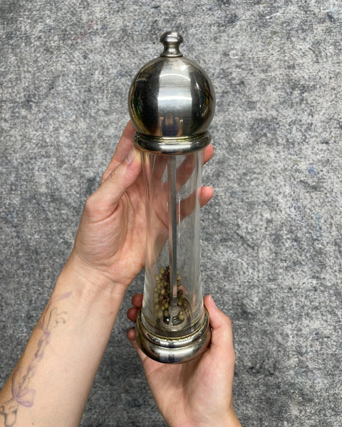 Stainless Steel and Clear Acrylic Pepper Mill Grinder, H10”