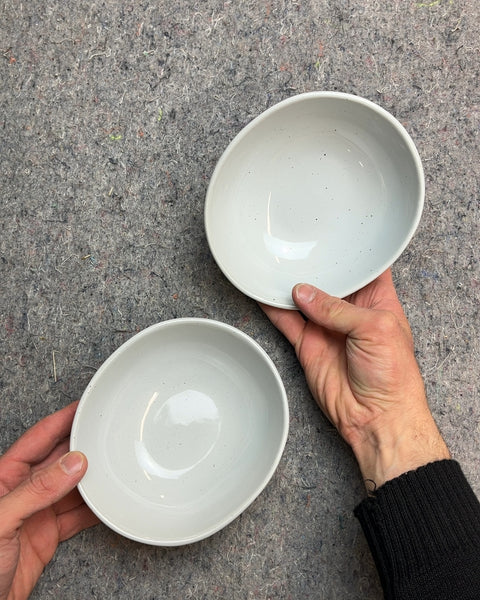 Set of 2 Crate & Barrel Aaron Probyn White Ceramic Bowls