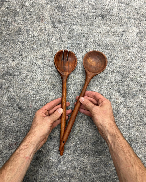 Wooden Salad Servers Spoon and Fork Set