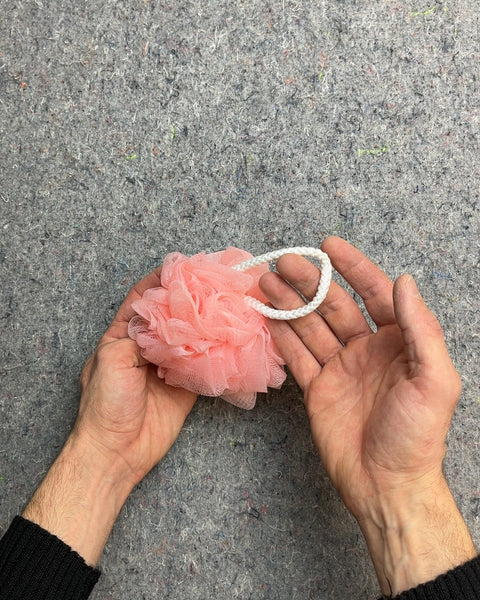 Pink Mesh Bath Pouf