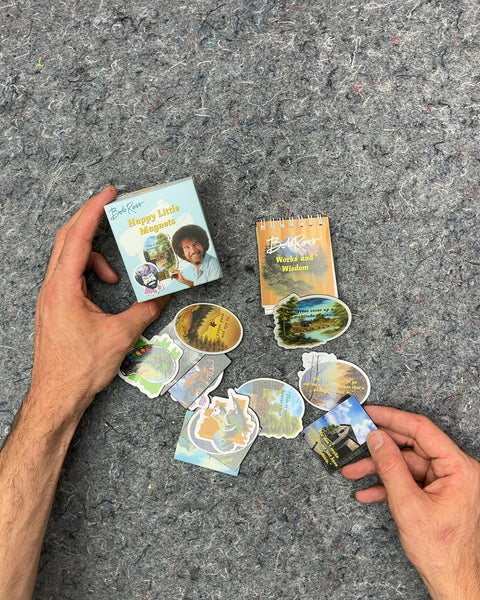 Bob Ross Happy Little Magnets with Works and Wisdom Notepad