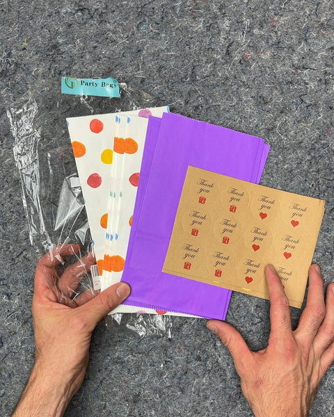 Assorted Party Bags with Thank You Stickers