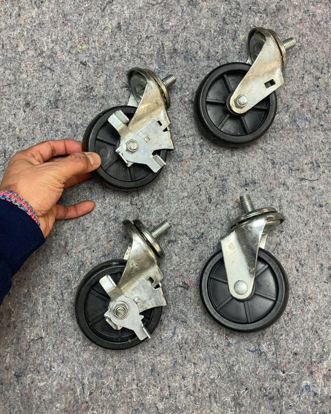 Set of Four Big Swivel Casters, 4" Diameter