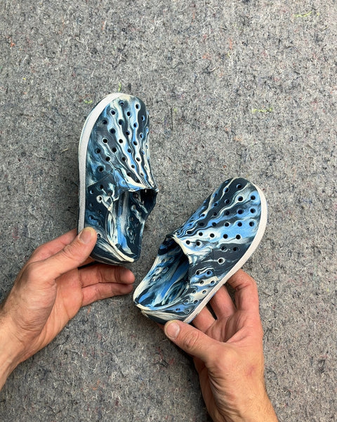 Kids Blue Swirl Slip-On Shoes, Size US Kids 9