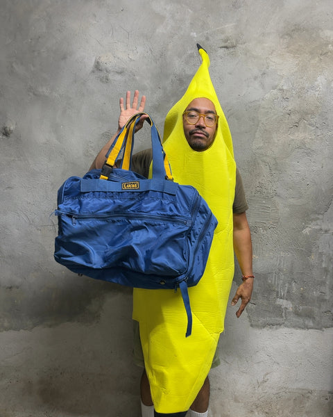 Lucas Blue Nylon Vintage Oversized Garment Duffle Bag