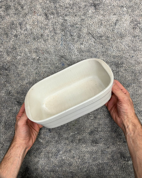 Vintage Off-White Ceramic Rectangular Baking Dish