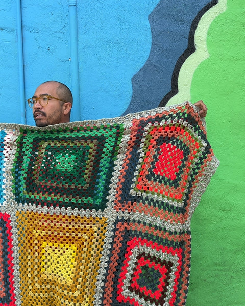 Colorful Granny Square Crochet Blanket, 50x60"