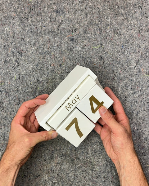 White and Gold Perpetual Desk Calendar