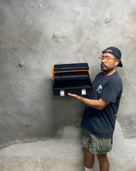 Orange and Black Plastic Tool Box, 16x7x7"