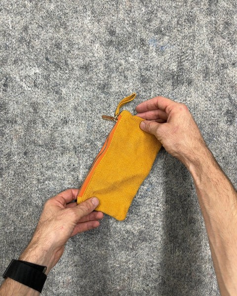 Yellow Canvas Zipper Pen Pouch
