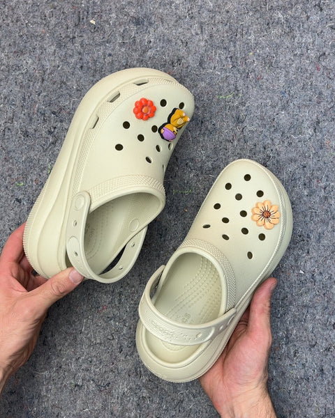 Crocs Classic Platform Clogs with Charms, Size US 7W or 5M