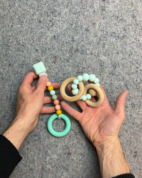 Silicone and Wood Lollipop Baby Teethers