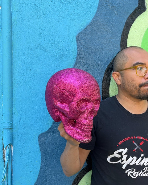 Pink Glitter Skull Decor
