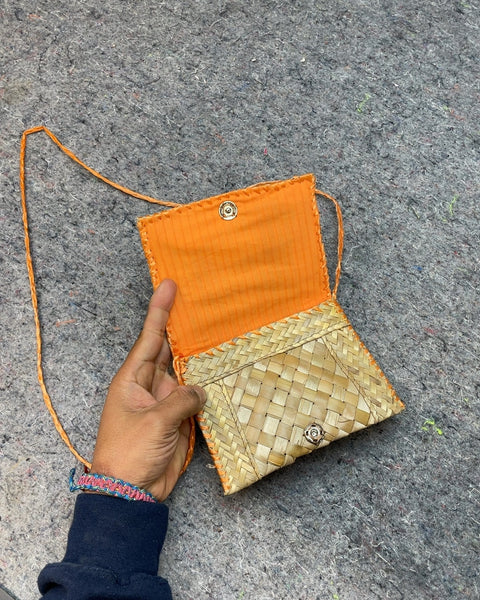 Woven Straw Floral Crossbody Bag