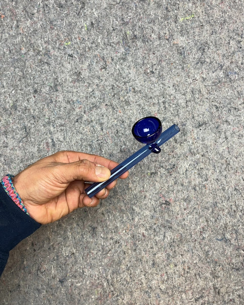 Fancy Blue Glass Smoking Pipe