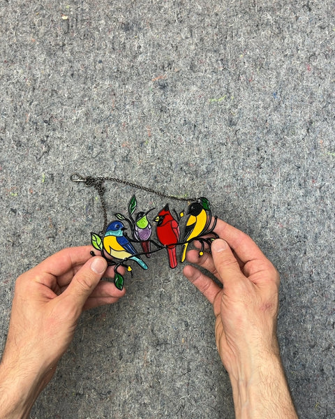 Stained Glass Birds To Hang At The Window