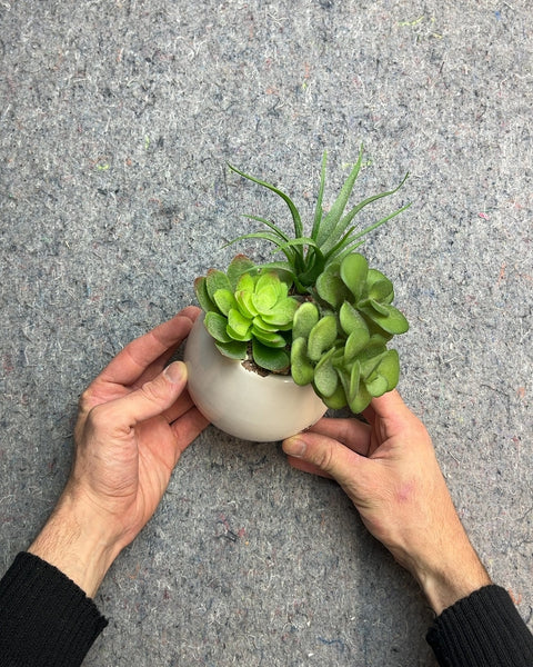 Faux Succulent Arrangement in Ceramic Pot