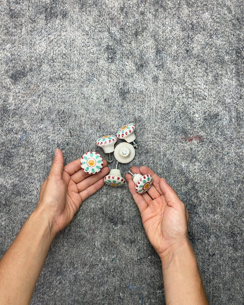 Set of Six Decorative Ceramic Knobs