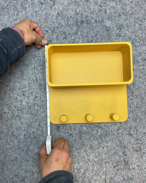 Yellow Wall Shelf with Hooks
