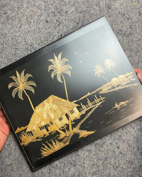 Tropical Palm Tree Hut Wall Art, 11x14"