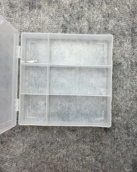 Clear Plastic Storage Box with Dividers, 12x13x3"