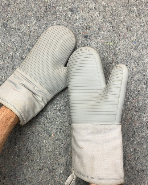 Pair of Gray Oven Mitts