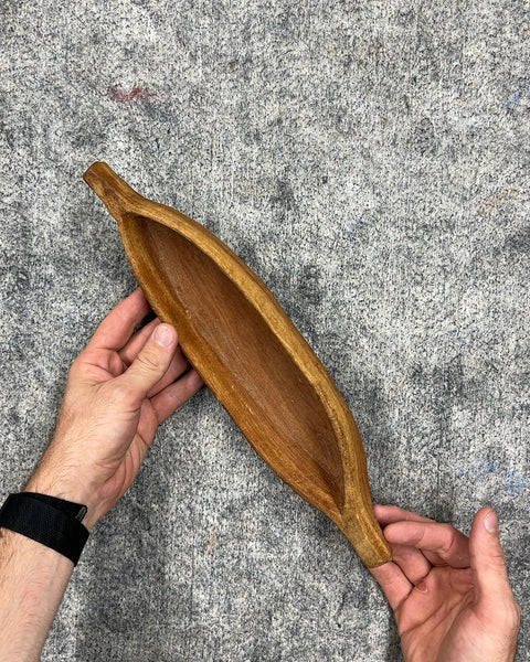 Wooden Leaf Shaped Serving Dish, L12"
