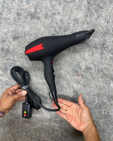 Trezoro Ionic Hair Dryer with Concentrator Nozzle, Matte Black and Red