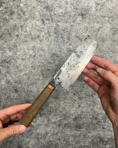 Expensive Japanese Nakiri Vegetable Knife with Wood Handle