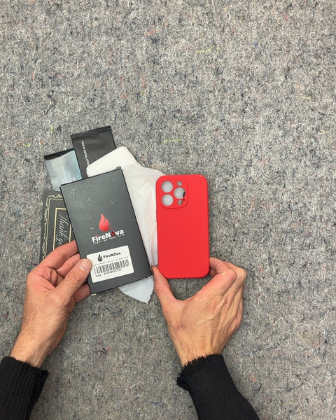 FireNova Red iPhone 15 Pro Case & Screen Protector