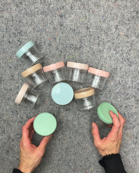 Glass Baby Food Storage Jars with Pastel Lids