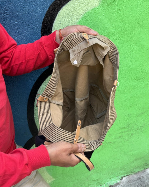 Striped Canvas Tote Bag