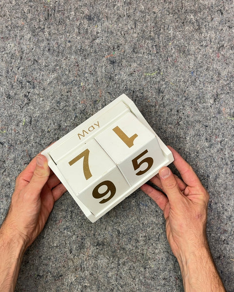 White and Gold Perpetual Desk Calendar