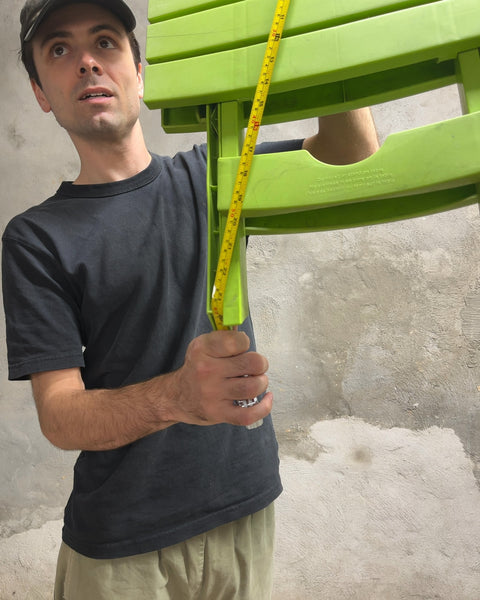 Lime Green Plastic Folding Slatted Side Table, H23"