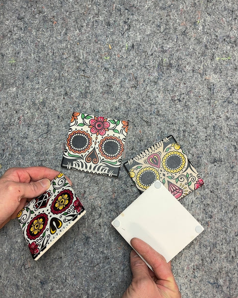 Sugar Skull Ceramic Coasters, Set of 4