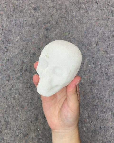 Small White Velvety Skull Decoration