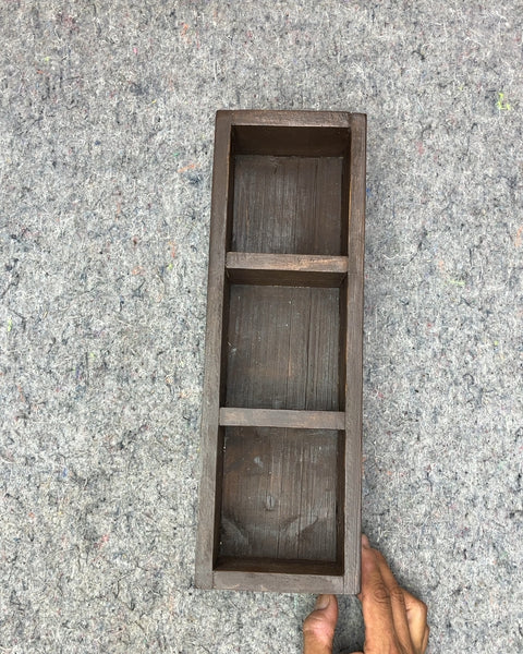 Dark Wooden Divided Storage Tray, 14x5x3"