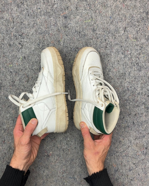 Reebok White and Green High Top Sneakers, Size US 7 W or EU 37.5