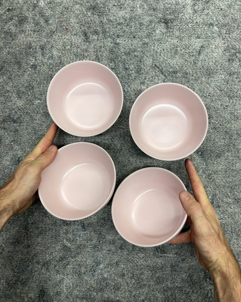 4 IKEA Light Pink Matte Ceramic Bowls