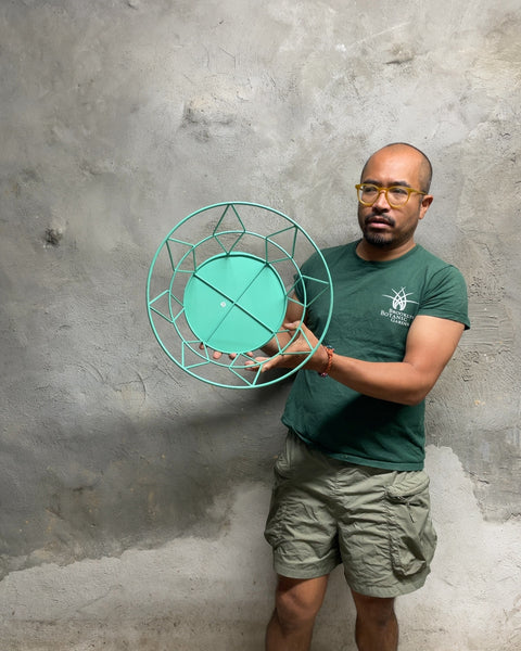 Mint Green Geometric Metal Wire Basket